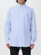 Long-sleeved Cotton Shirt Striped Blue