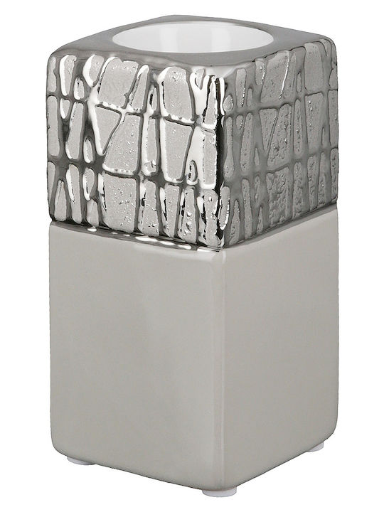 ArteLibre Suport pentru lumânare Pentru suporturi de lumânări Ceramică White/Silver 6.5x6.5x12.5buc 1buc