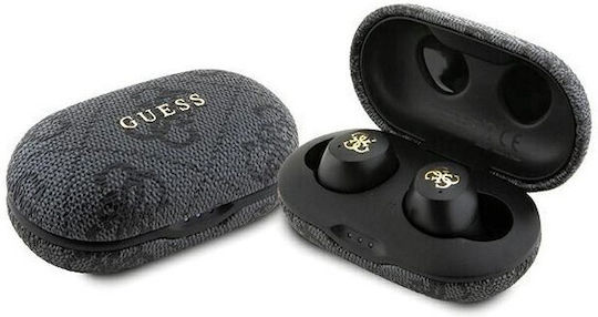 Guess 4G PU Metal Logo In-ear Bluetooth Handsfree Earphones with Charging Case Black