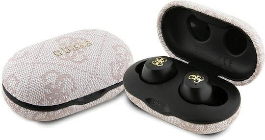 Guess 4G PU Metal Logo In ear Bluetooth хендсфри Слушалки с Кутийка за Зареждане Розов