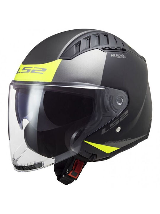 LS2 Copter II Urbane Matt Black H-V Yellow Moto...