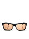 Faos Unisex Sunglasses with Black Plastic Frame and Orange Lens