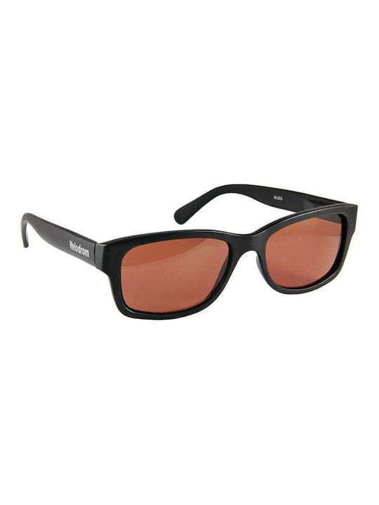 Velodrom Men's Sunglasses with Black Plastic Frame and Orange Mirror Lens VEL07