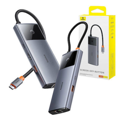 Baseus Metal Gleam 2 Series USB-C Stație de andocare cu HDMI 4K PD Ethernet Gri