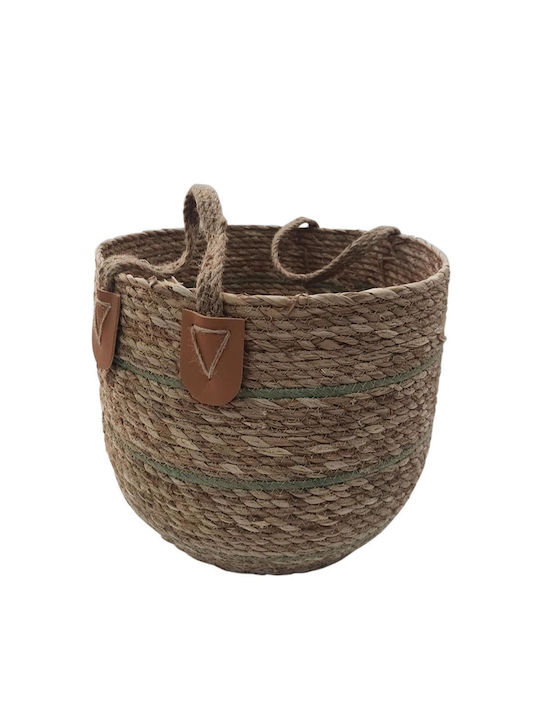 Decorative Basket Wicker with Handles Brown 34x31cm Plastona