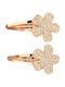 Set of Kids Hair Clips with Hair Clip Flower in Gold Color 2pcs