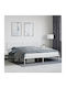 King Size Metal Bed White with Slats for Mattress 193x203cm
