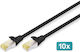 Digitus S/FTP Cat.6a (Gigabit) Network Cable Ethernet 0.25m Black 10 Pieces
