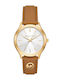 Michael Kors Runway Γυναικείο Ρολόι 38mm Μπαταρίας με Καφέ Δερμάτινο Λουράκι