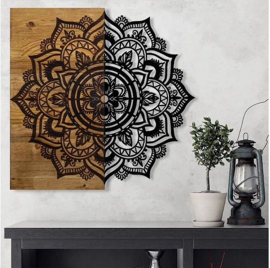 Asir Group 3D Mixed Art Black Wooden Wall Decor 59x3x58cm