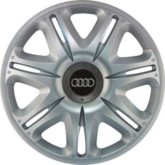 J-Tec Auto Radkappen Set Nascar mit Marke Auto 4Stück 14" Silber