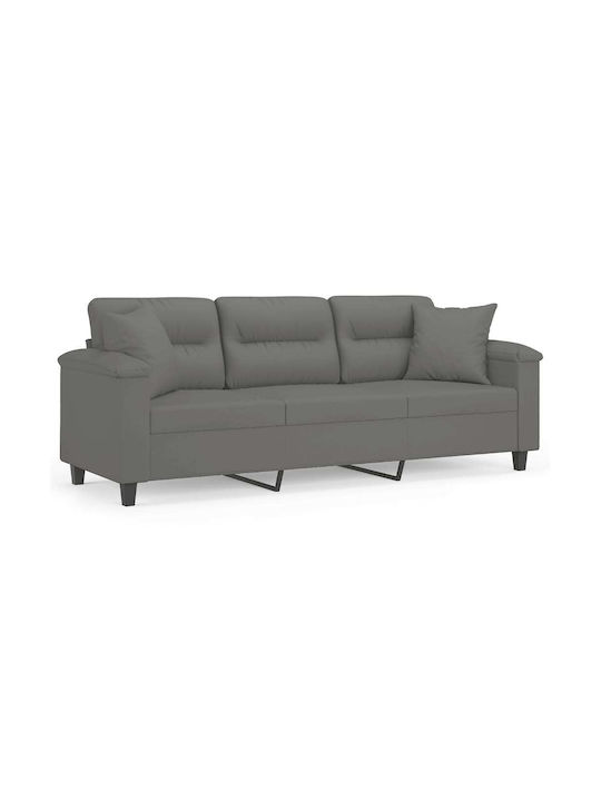 Three-Seater Fabric Sofa Dark Gray 210x77cm