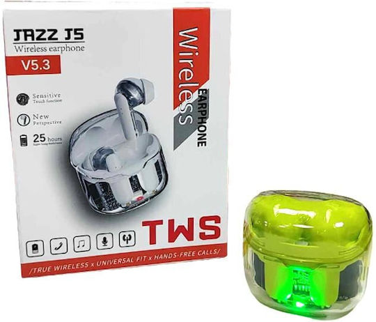 Jazz J5 Earbud Bluetooth хендсфри Слушалки с Кутийка за Зареждане Зелен