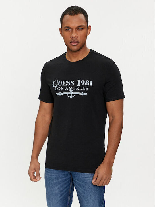 Guess Bluza pentru bărbați cu mâneci scurte BLACK