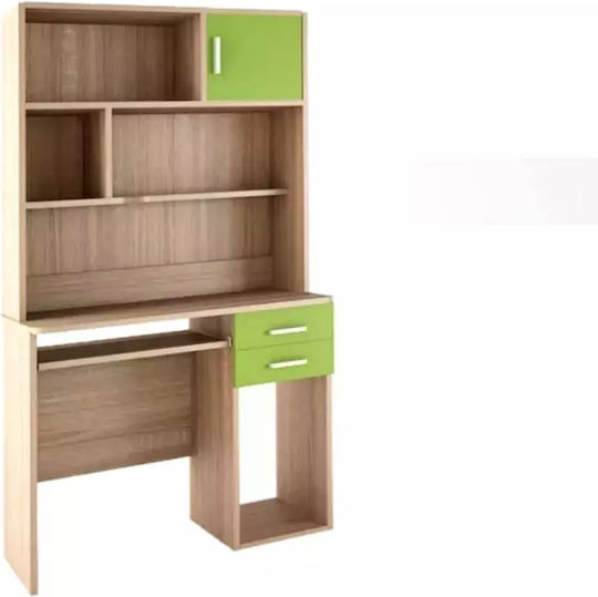 Kids Desk with Library made of Melamine Green 100x55x180cm