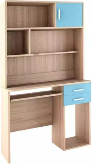 Kids Desk with Library Made of Melamine Light Blue 100x55x180cm
