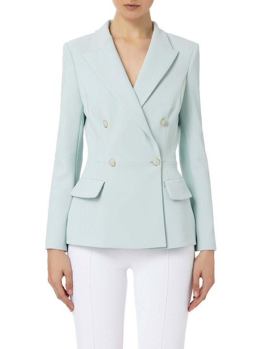 Elisabetta Franchi Damen Krepp Gekreuzt Blazer Hellblau