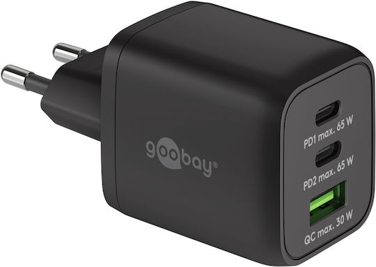 Goobay Φορτιστής Χωρίς Καλώδιο με Θύρα USB-A και 2 Θύρες USB-C 65W Power Delivery Μαύρος (64753)