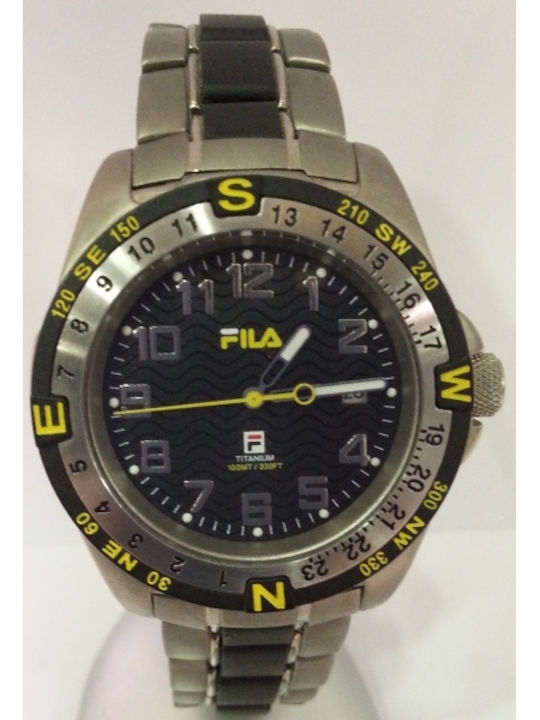 FILA Titanium Ανδρικό Ρολόι Μπαταρίας με Μαύρο Μεταλλικό Μπρασελέ