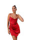 Mini Kleid Satin Red