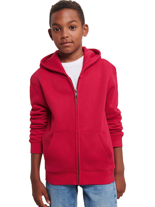 Kids Cardigan Sweatshirt Cotton with Hood Red