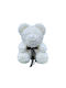 Bear of Artificial Roses White 25cm in Box Mohicans Black Line
