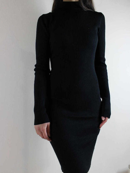 Sinell Mini Dress Turtleneck Black