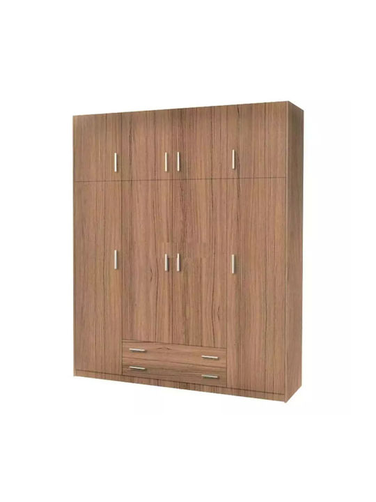 Τετράφυλλη Ντουλάπα με Πατάρι Καρυδί 200x60x240cm