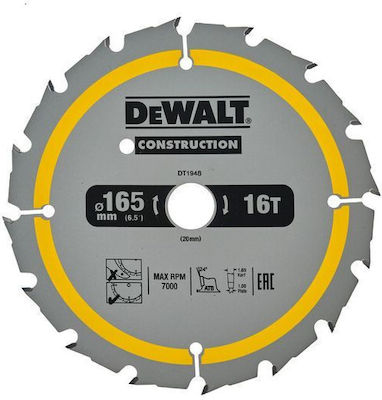 Dewalt DT1948 Disc de tăiere Lemn cu 16 dinți 1buc