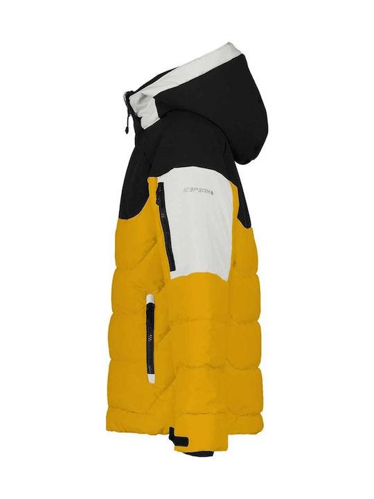 Kids Casual Short Windproof Hooded Jacket Yellow