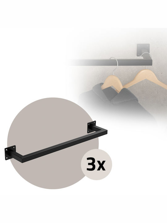 ML-Design Стенна Закачалка Метална Черна 60x12см
