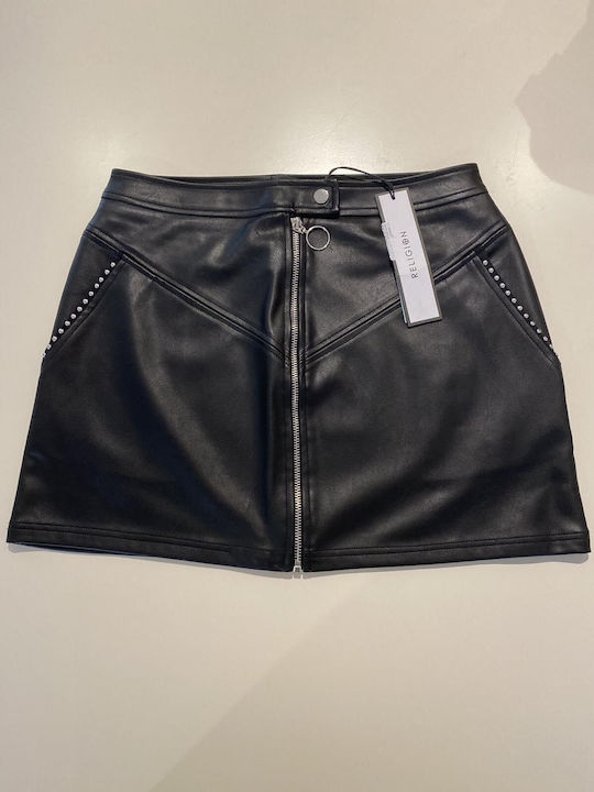 Religion Leather Mini Skirt in Black color