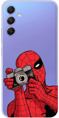Spiderman Take Back Cover Silicone 1.5mm Transparent Compatible Samsung A34