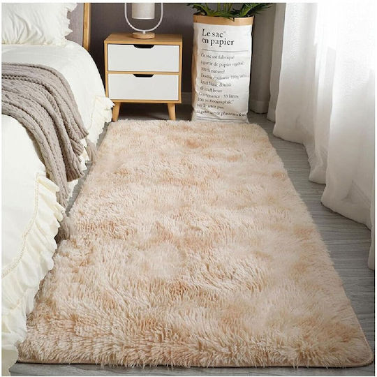 To Megalo Pazari Soft Touch 80x180cm Non-Slip Shaggy Furry Beige