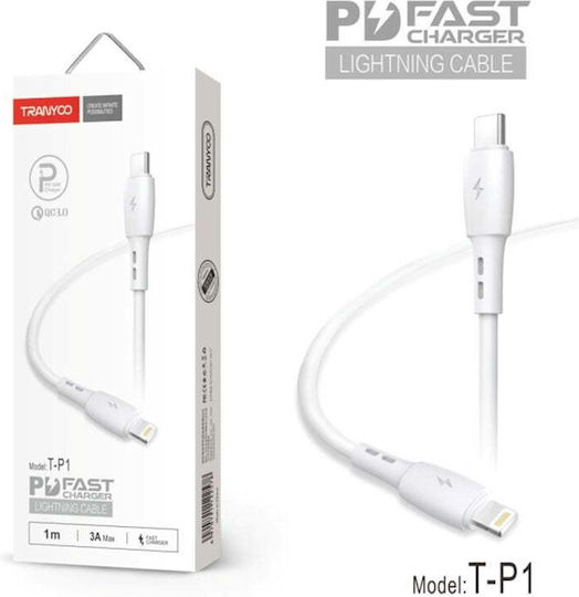 Tranyoo T-P1 USB-C to Lightning Cable Λευκό 1m (72007)