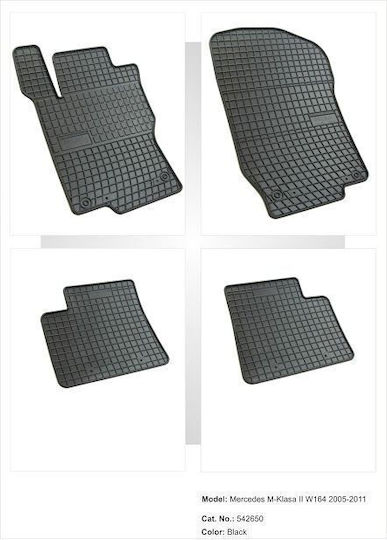Refref Set of Front and Rear Mats 4pcs Tray Type for Mercedes-Benz ML 2005-2013 Black
