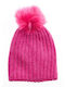 Pom Pom Beanie Beanie in Fuchsie color