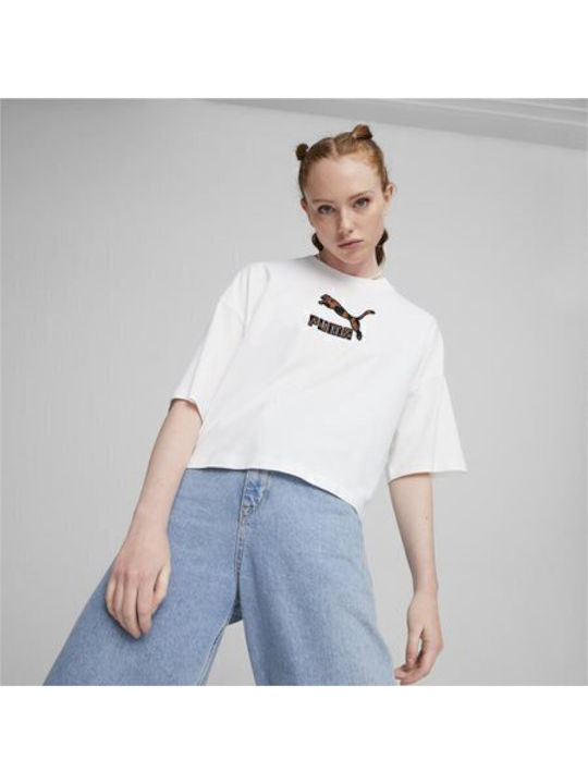 PUMA Classics Γυναικείο Αθλητικό T-shirt Λευκό