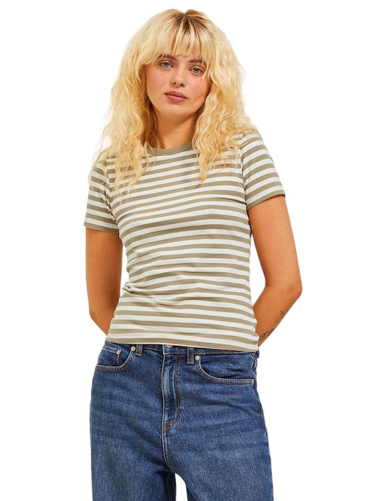 Jack & Jones Women's T-shirt Striped Khaki