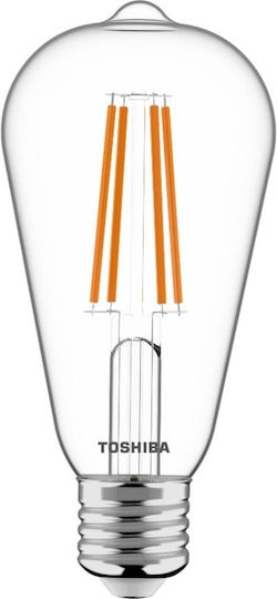 Toshiba LED крушка 7W за фасунга E27 и форма ST64 Топло бяло 806лм Димируем