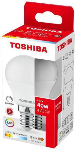 Toshiba LED Bulb 5W for Socket E14 and Shape G45 Warm White 470lm Dimmable