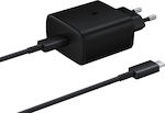 Samsung Charger with USB-C port and USB-C - USB-C Cable 45W in Black Colour (EP-TA845)