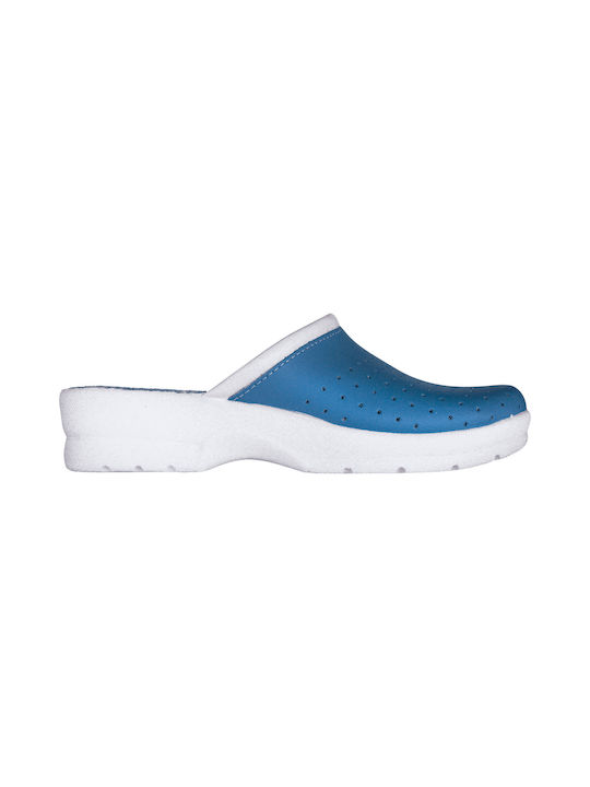 Goldenfit Women's Leather Clogs Blue