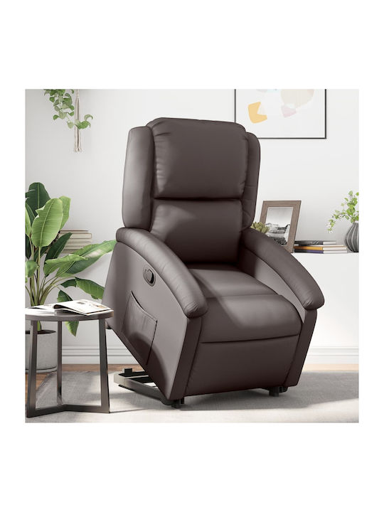 Relaxsessel mit Fußhocker aus echtem Leder Dark Brown 71x86.5x99.5cm