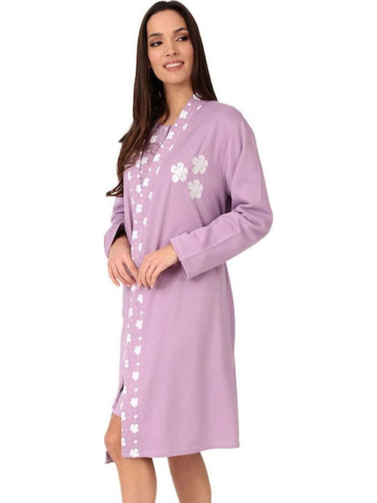 Tres Chic Winter Damen Robe mit Nachthemd Purple