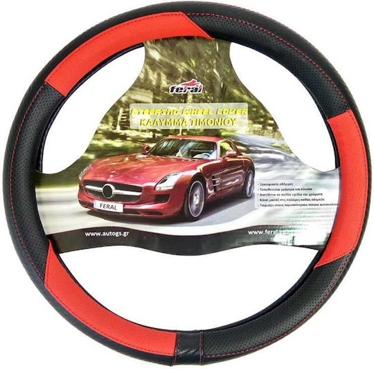 Auto Gs Car Steering Wheel Cover with Diameter 38cm made of Leatherette Black