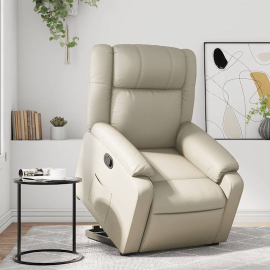 Πολυθρόνα Relax με Υποπόδιο από Δερματίνη Κρεμ 77x95x99cm