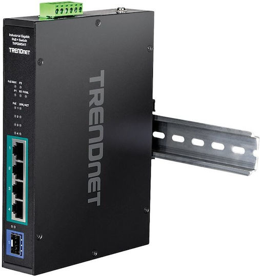 Trendnet TI-PGM541 Unmanaged L2 PoE+ Switch με 4 Θύρες Gigabit (1Gbps) Ethernet και 1 SFP Θύρα