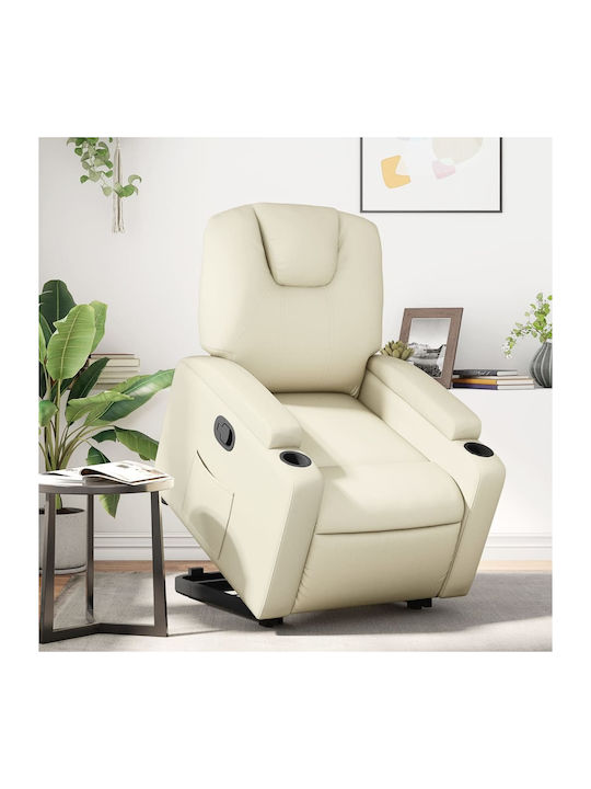 Fotoliu Relax cu Puf din Piele Ecologică Cremă ...