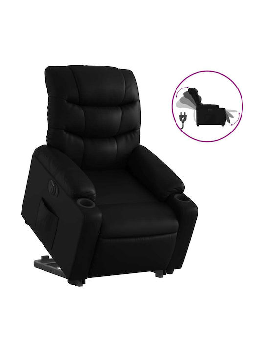 Relax Armchair with Footstool made of Leatherette Black